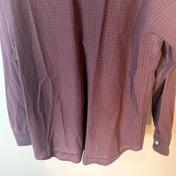 Billy Reid Red & Charcoal Checked Print Button Up Shirt in Men's Size Medium - Picture 9 of 10